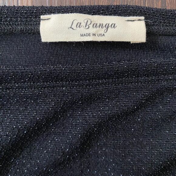 Early 2000's Whimsygoth Goth Grunge Black Glitter Off The Shoulder Crop Top M - Picture 5 of 6